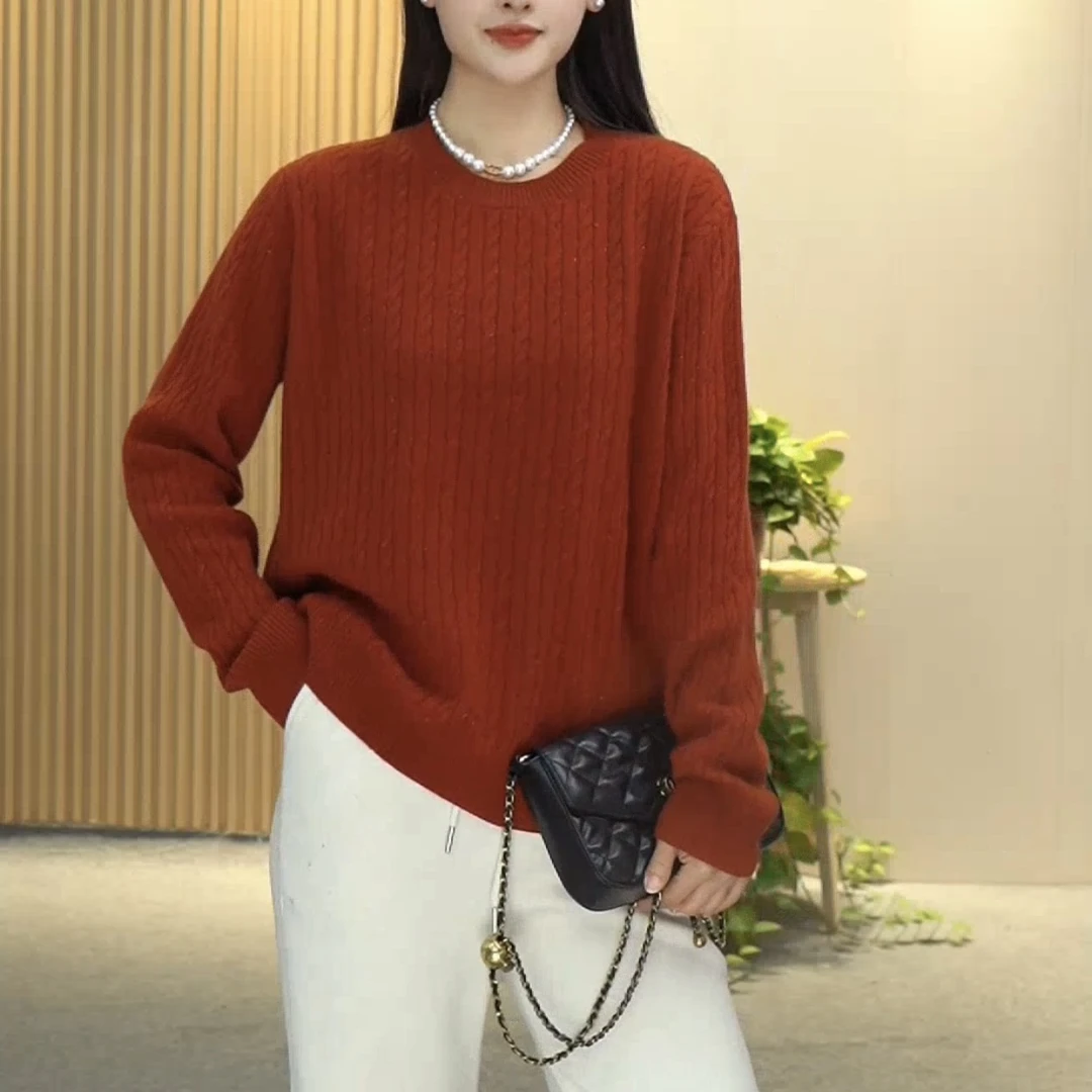 【GZFR】新款冬季点子纱保暖时尚气质打底百搭圆领100%羊毛针织女衫