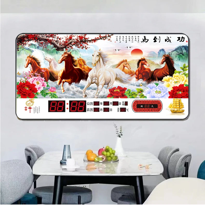 时尚客厅石英钟挂墙静音挂钟网红卧室时钟挂表家用墙上万年历钟表