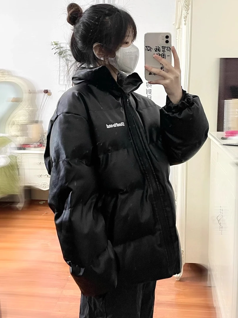 pu皮棉服新款冬季经典美式复古宽松显瘦加厚羽绒服棉袄外套 2281