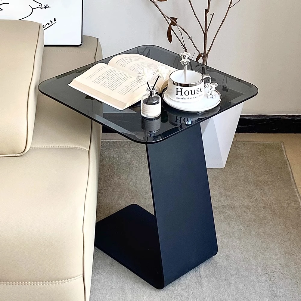 意式轻奢边几客厅沙发玻璃茶几小圆桌现代简约可移动设计师角几