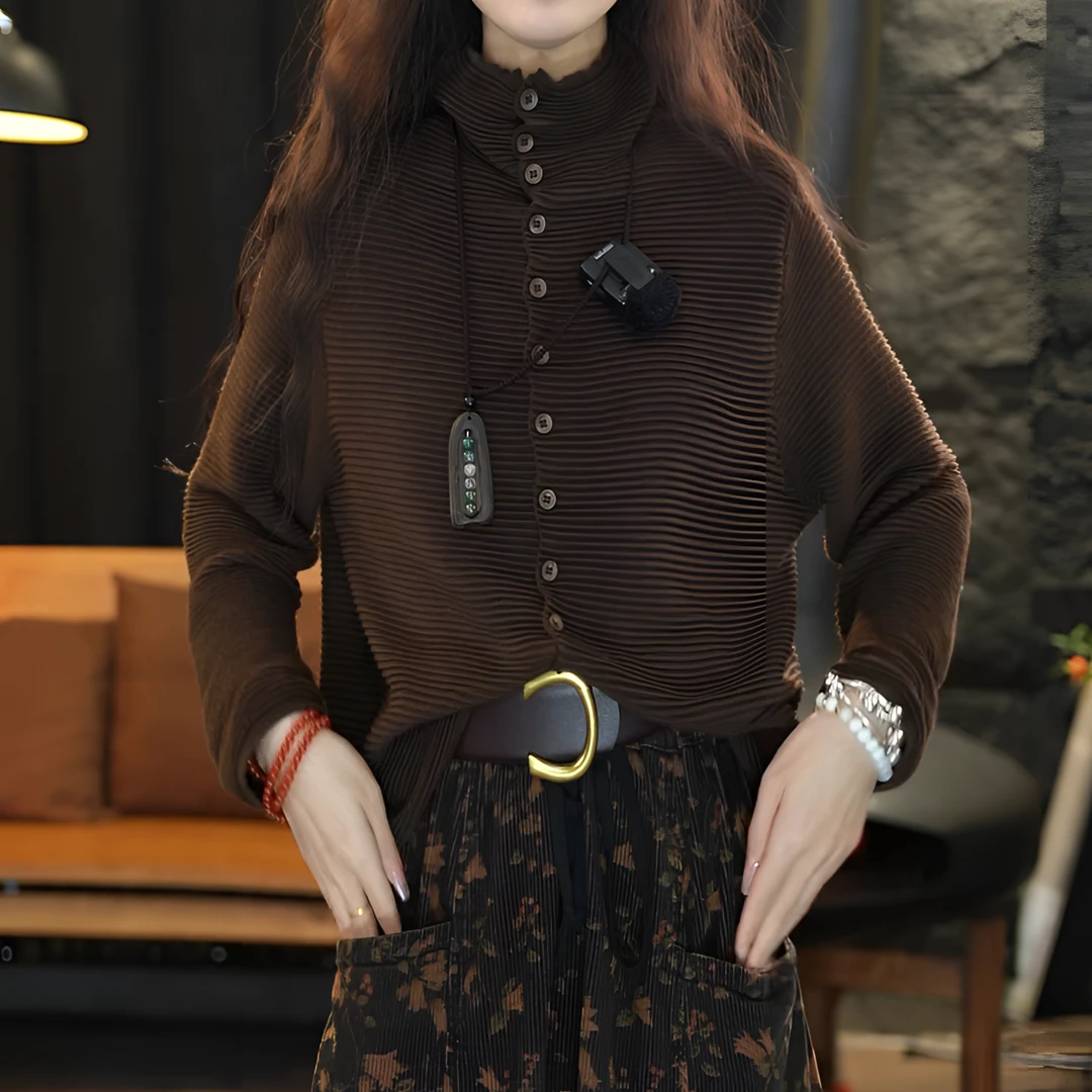顾玖儿「调色师」坑条纹三穿含羊毛百搭上衣#9830