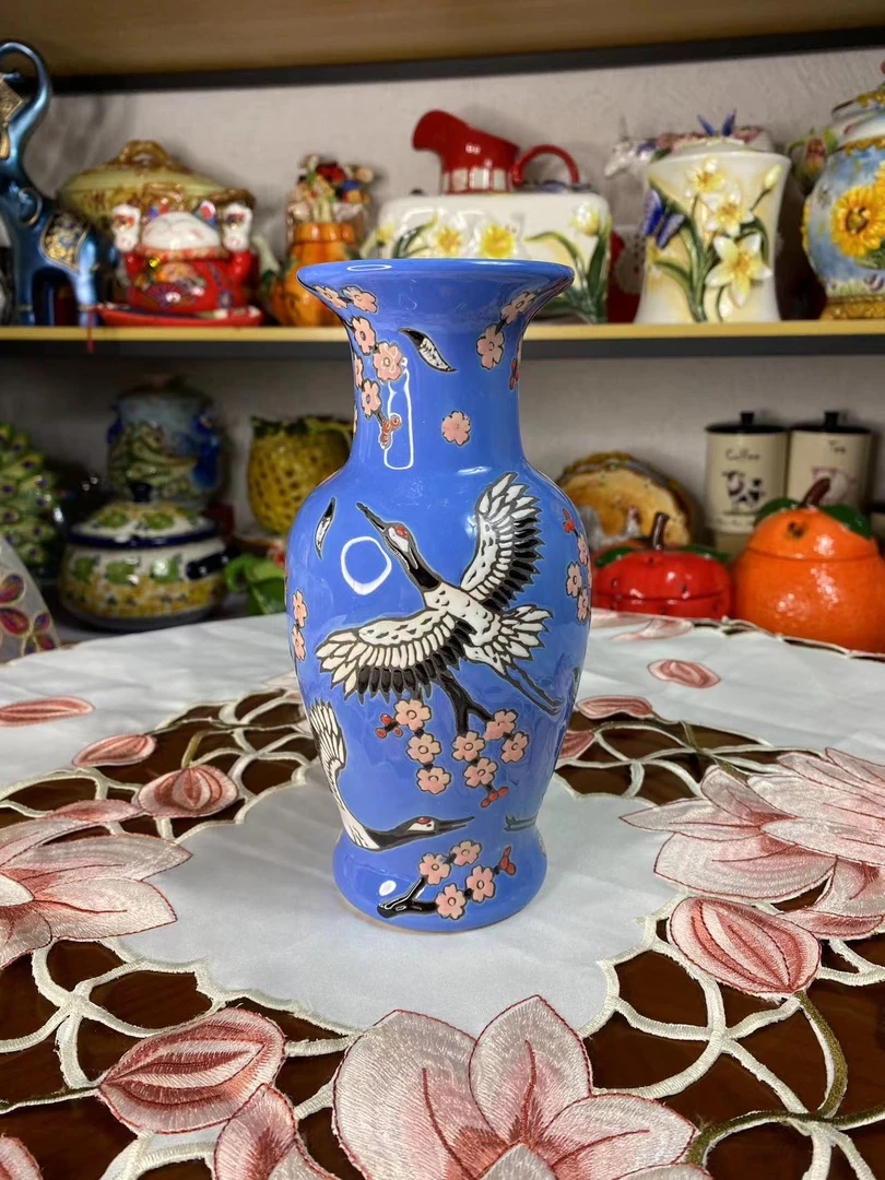 欧式复古陶瓷粉彩花瓶将军罐民宿家居样板间桌面摆件博古架装饰