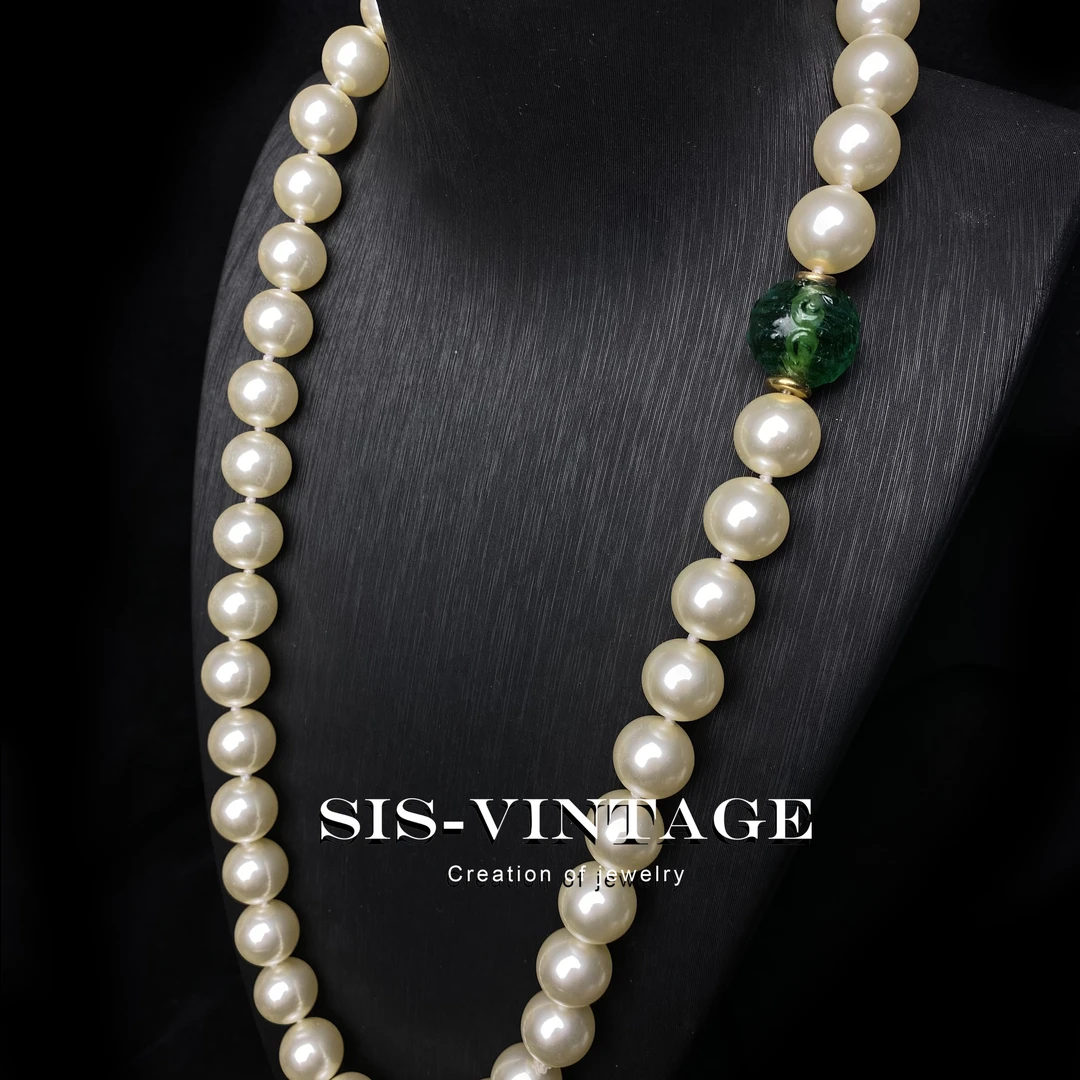 铜合金琉璃项链 枉凝眉 卡14MM施家高亮珠珠中长款项链