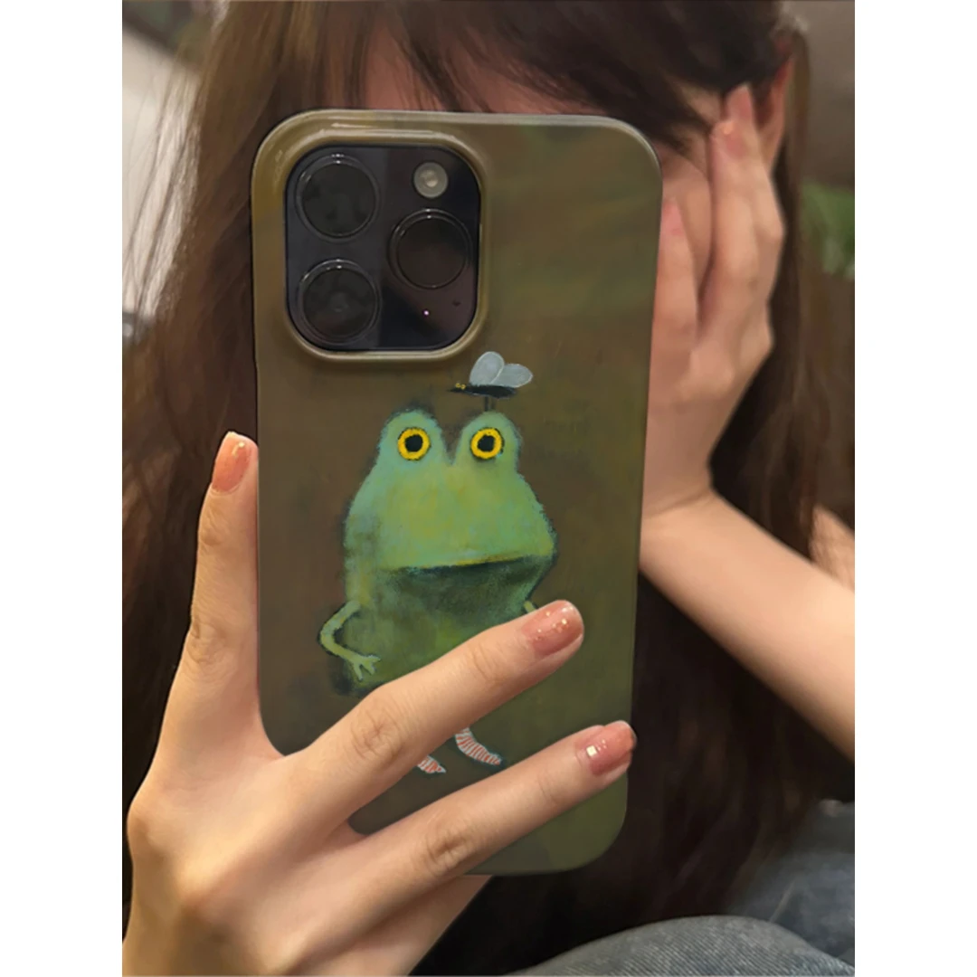 呆萌一只蛙适用于iphone壳15pro14plus苹果13promax12小众不撞款
