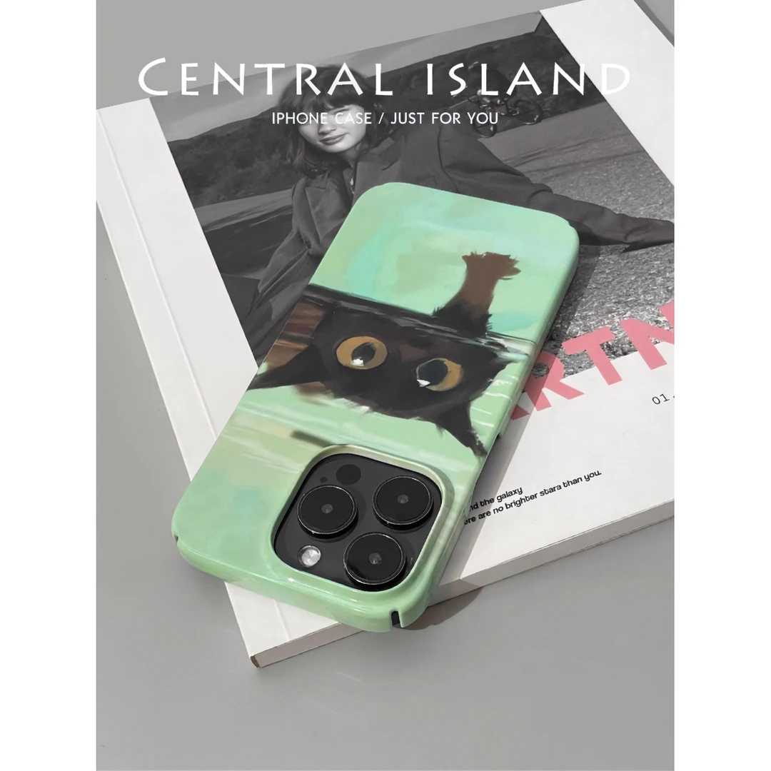 猫咪涂鸦iPhone15promax手机壳苹果14保护套12/13/11xsmax个性8/7