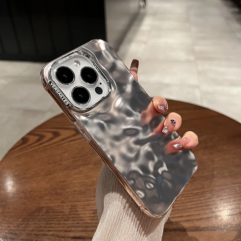 umj 【高品质哑光水波纹】简约高级感纯色适用iphone15pro手机壳