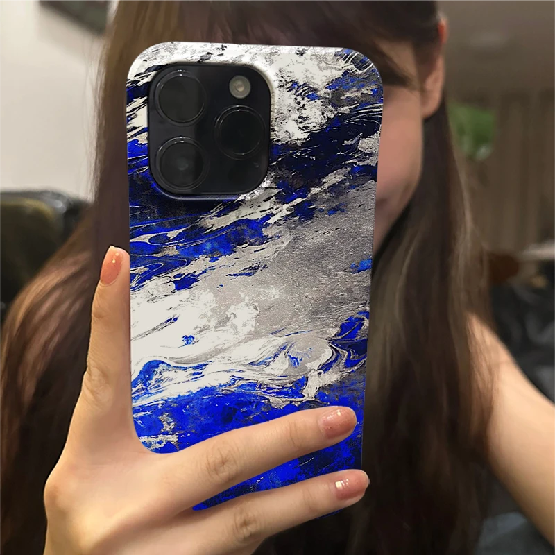 11特别的13个性蓝白ins艺术于不撞款感设计壳高级14苹果创意风15p