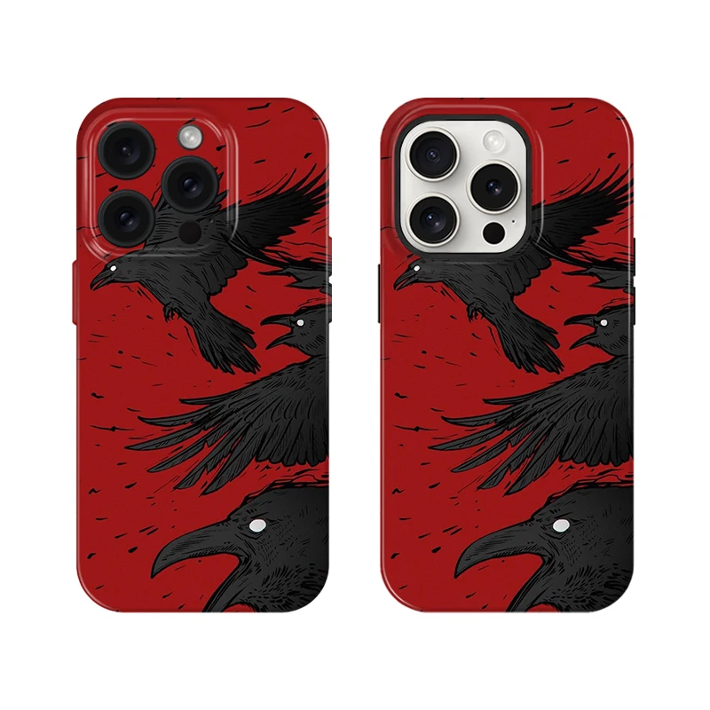 小众红色乌鸦  适用iphone16Promax手机壳iphone15保护壳14/13/12