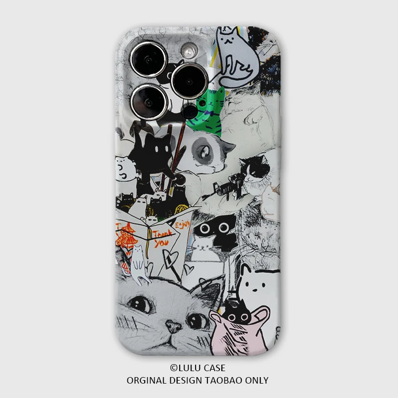猫猫世界创意海报  适用iPhone16Promax手机壳iphone15保护壳14pl