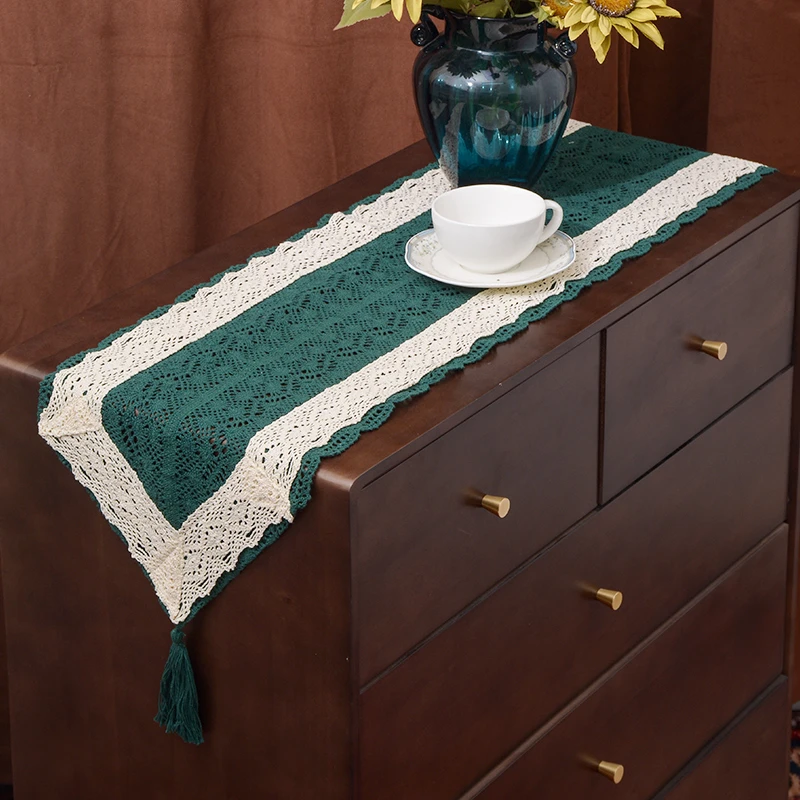 欧美钩针复古风餐桌茶几镂空桌旗鞋柜斗柜电视柜餐边柜盖布巾