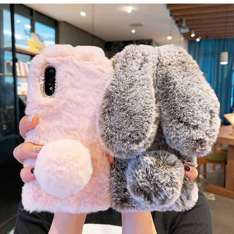 毛绒苹果11手机壳6s/7/8plus日韩可爱xsmax/11pro兔子iPhonex潮壳