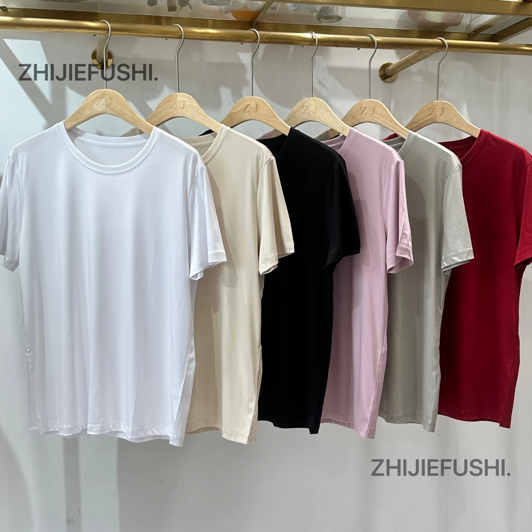 ZHIJIEFUSHI.「口碑升级款」圆领净版桑蚕丝T恤