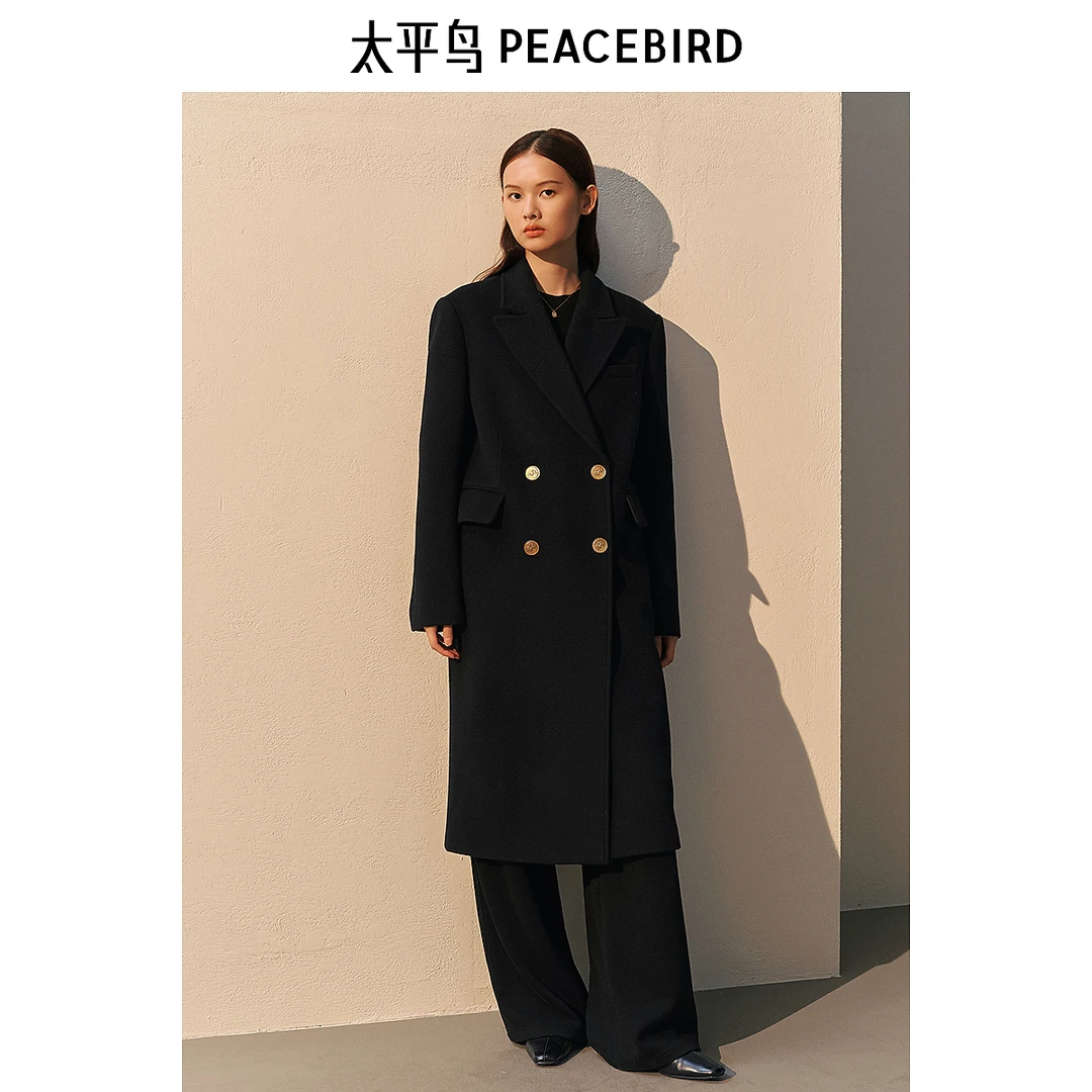 【黑金大衣】太平鸟大师甄毛系列时尚西装式新款毛呢外套ABAAE430L