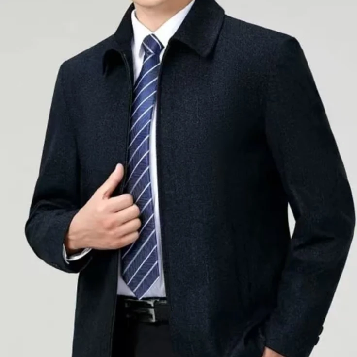 【100%羊毛+可拆鸭内胆】羊毛呢夹克男士加大翻领高档呢子外套