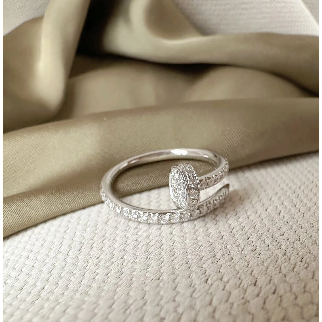 925银戒指 高定钉子全钻 K49 戒指气质轻奢带钻