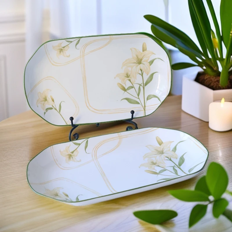 【工厂直发】W百事合意30cm鱼盘两只陶瓷餐具釉下彩家用餐具