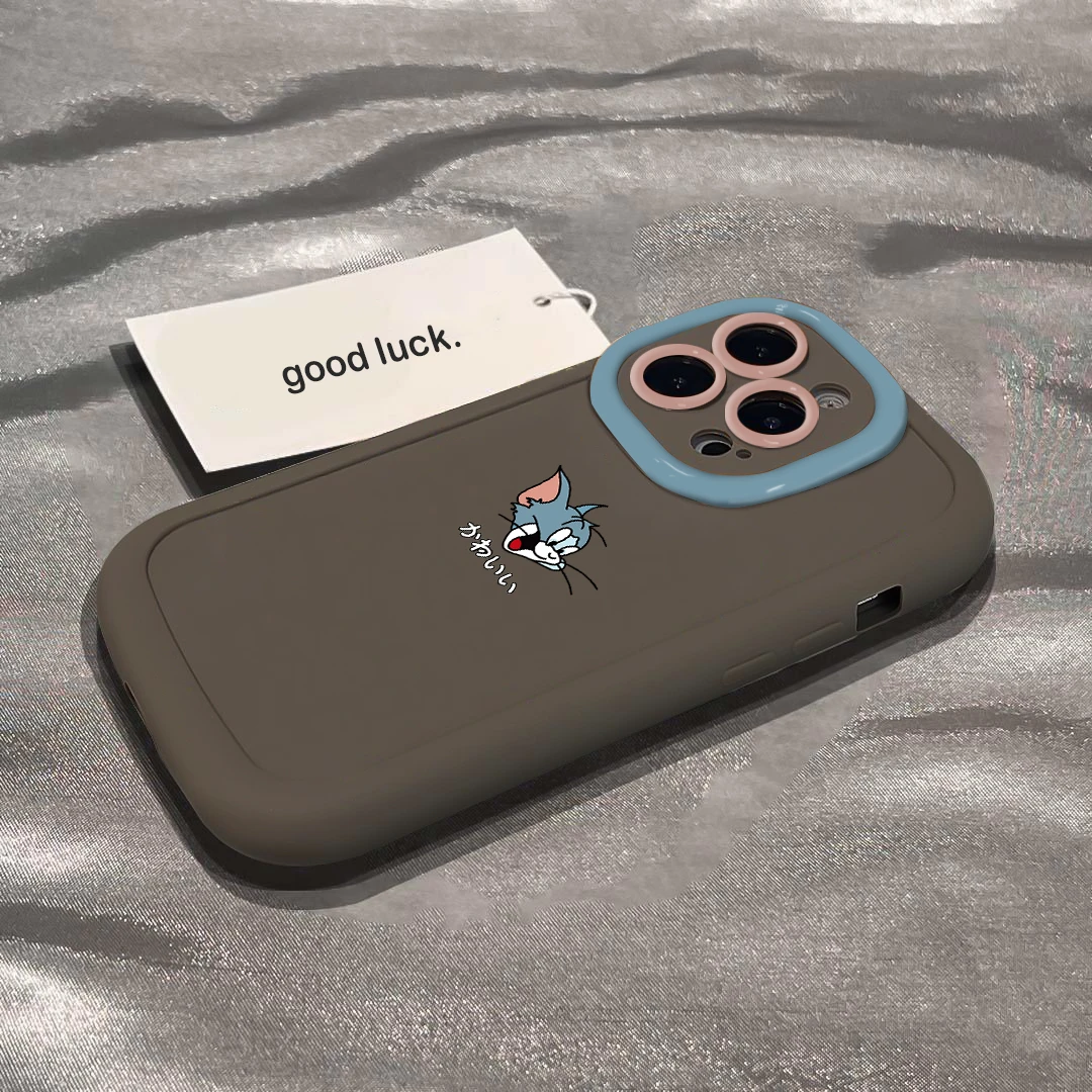 卡通汤姆杰瑞适用苹果iPhone15pro防摔液态可爱女手机壳简约11/13