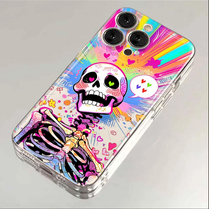 爱心骷髅iphone15苹果手机壳14promax硅胶13pro透明12高级11全包X