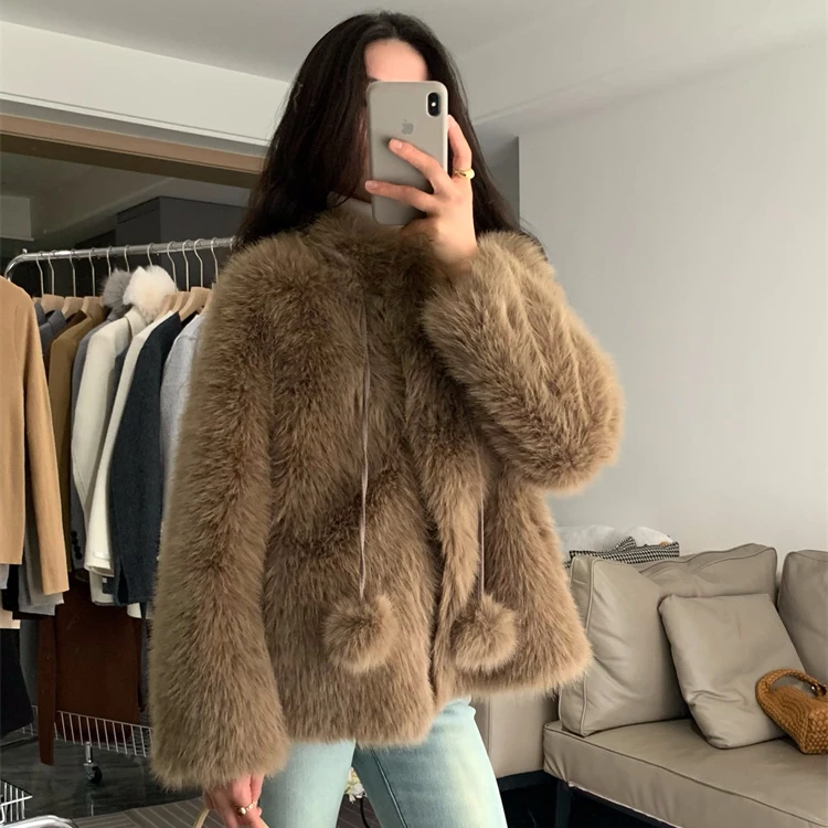 球球款毛毛外套外套