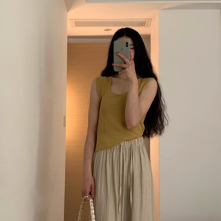 U领背心无袖针织背心女2027059