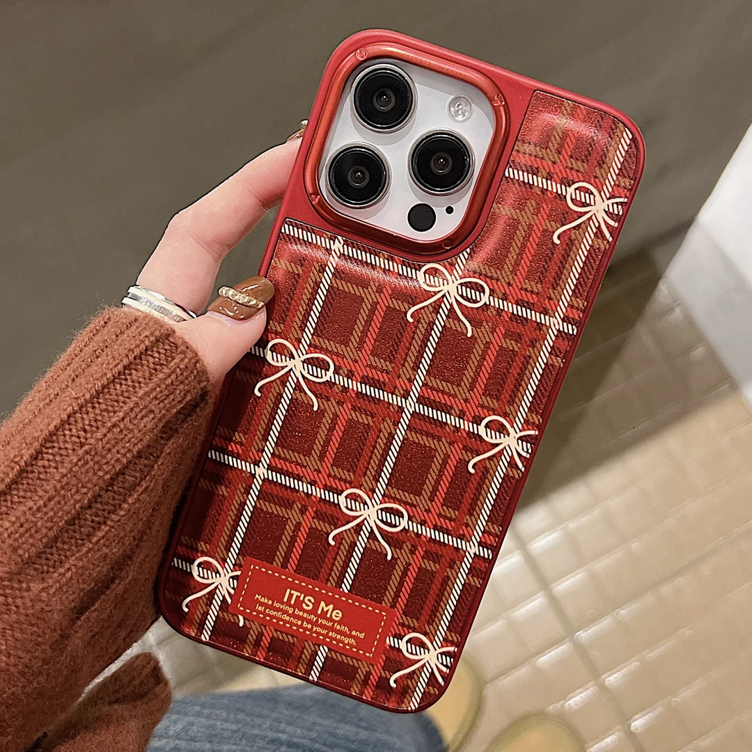 【苹果】iPhone15/14/13pro Max小众创意红色蝴蝶结ins少女手机壳