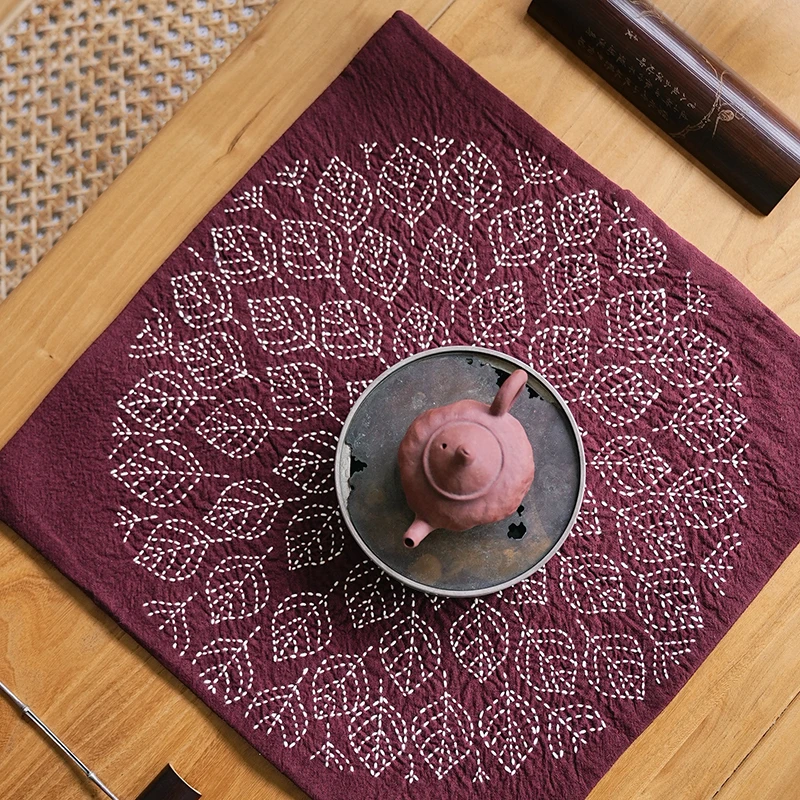 钟声刺绣 原创手工缝制 一叶一菩提零茶席垫置物垫隔热垫茶道零配