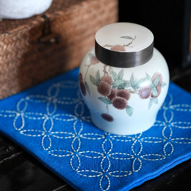 钟声刺绣 简约铜钱纹纯手工茶席垫中式家居置物垫隔热垫 茶道零配