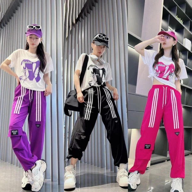 1163雪花棉拼网纱上衣女士T恤+1165面膜速干运动工装裤广场舞套装