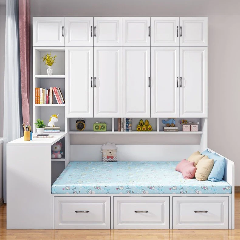 榻榻米实木衣柜床柜一体组合多功能省空间带书桌榻榻米床柜一体