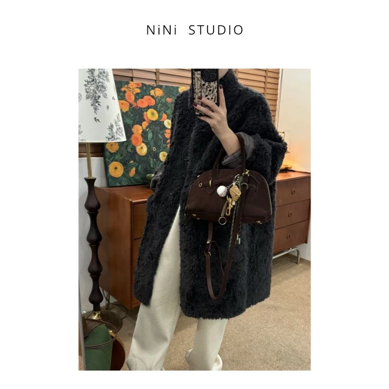 NiNi:真毛高定韩系松弛感羊毛外套～