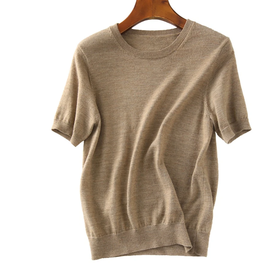 SEPT CHIC 超细德国扬子纱精纺圆领针织羊毛衫短袖S41484ZYAG