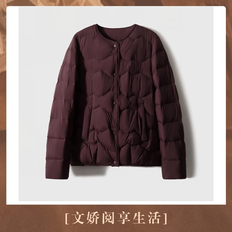 【文娇专属】新火山岩蓄热三防轻薄款圆领变V领鹅绒服S72751YRAVG