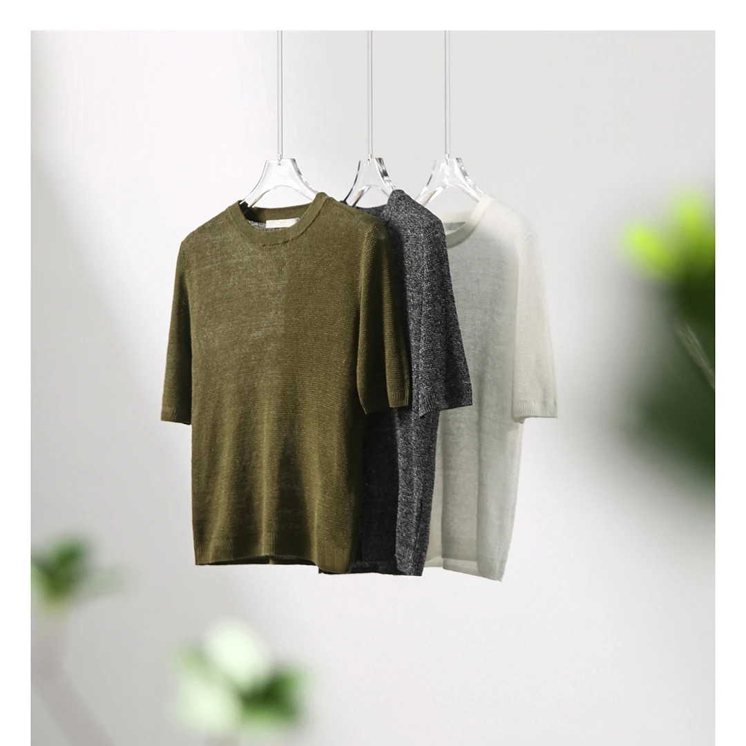 SEPT CHIC简洁高质亚麻 纯色+AB纱镂空编织针织衫S61353ZYMG