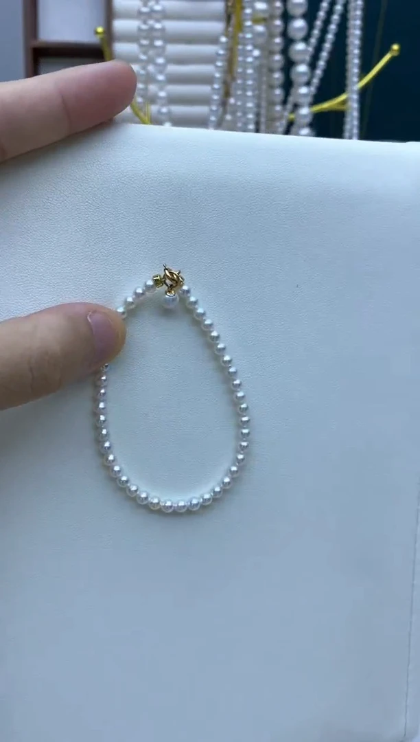 【闪购商品】淡水珍珠手链银S925镶嵌3.5-4.5