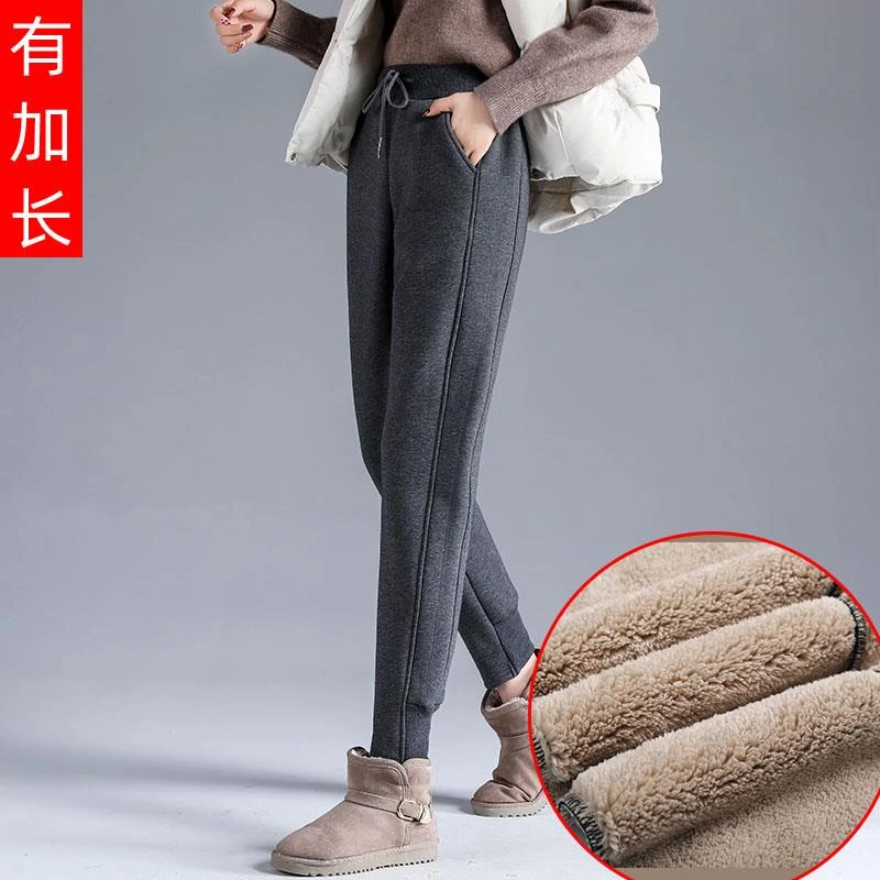 运动裤女冬季加绒加长裤子高个子加厚休闲卫裤加肥加大码胖mm女裤