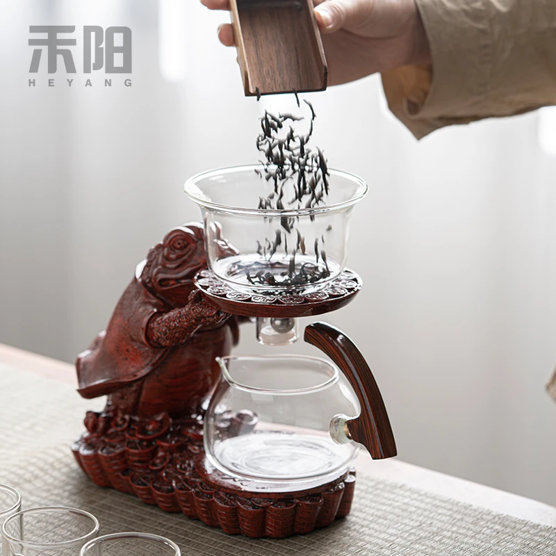 禾阳 金C自动茶具玻璃套装磁吸式功夫茶具送礼家用懒人泡茶神器