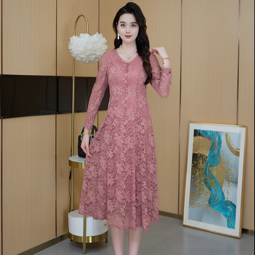 早秋新款优雅气质中长款女装连衣裙S-110