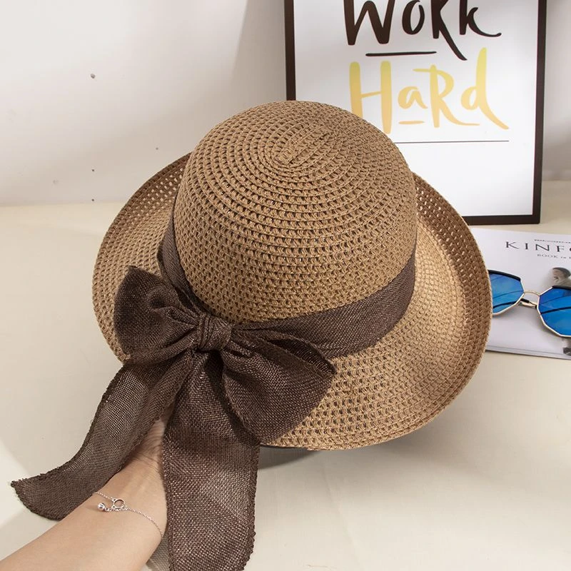 卷边帽子夏季防晒凉帽女太阳帽遮阳草帽大帽檐洋气渔夫帽时尚百搭