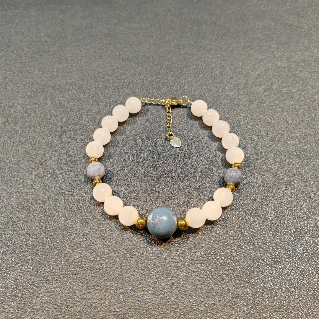 合金珐琅项链 88212主播推荐 蓝色瑰宝 时尚百搭 蓝白手串