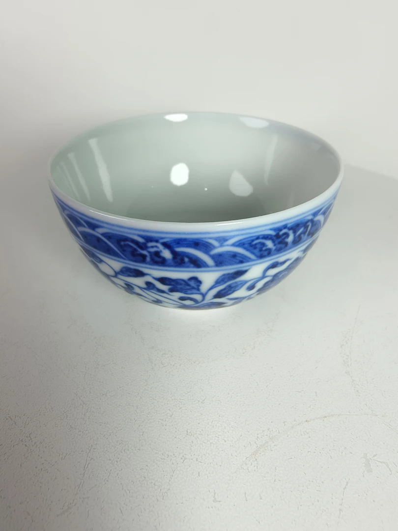 纯手工仿古青花缠枝莲陶瓷鸡心主人杯茶具