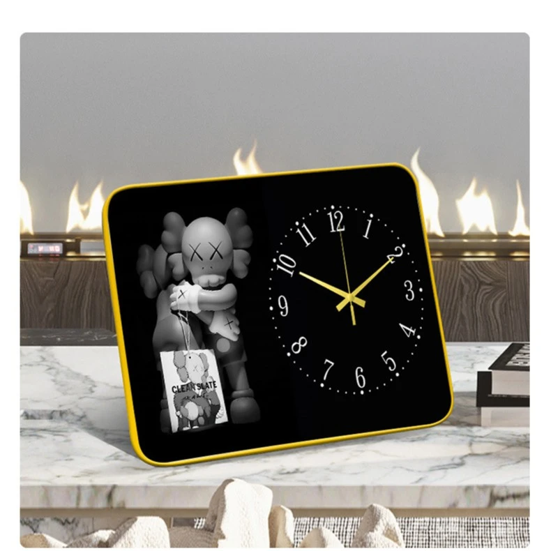 网红座钟台式桌面静音时钟客厅时尚摆台钟表晶瓷摆钟kaws时钟家用