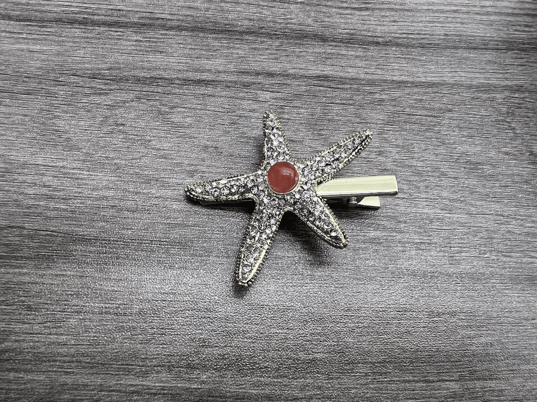 南红单珠合金发夹