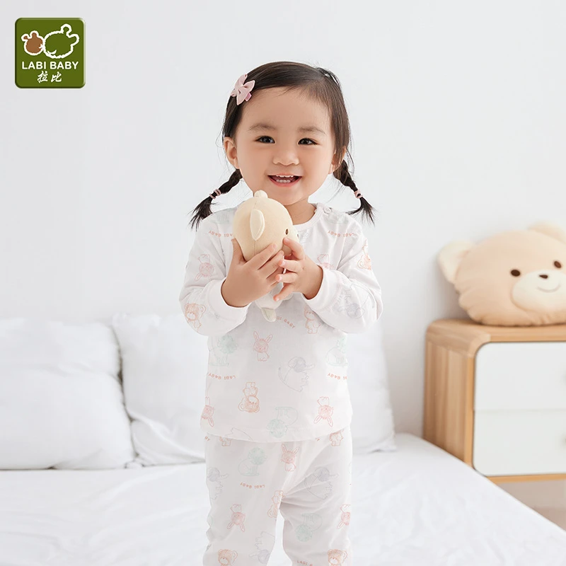 【动物】拉比春夏季婴儿童纯棉圆领家居睡衣套装日常打底内衣