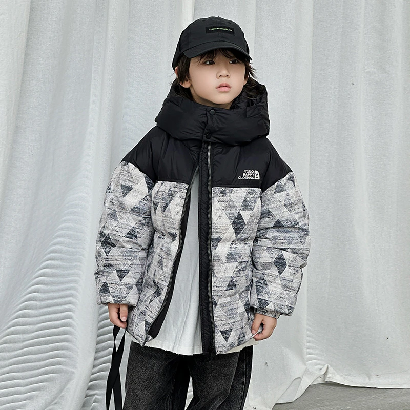 【呦奇】2024冬季新款90白鸭绒迷彩加厚时尚童装羽绒服U226012