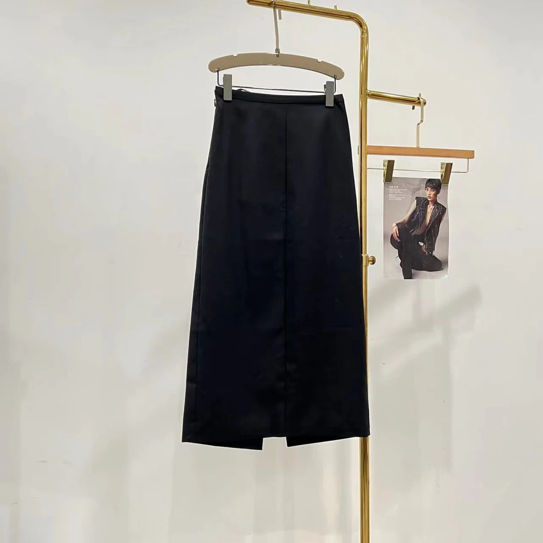 2023秋冬新款女装时尚休闲中长款半身裙高腰气质羊毛混纺通勤半裙