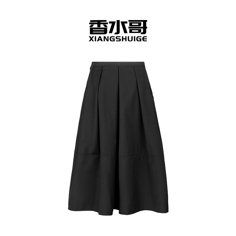 2024夏季新款女装气质法式赫本风黑色半裙气质伞裙优雅大摆裙