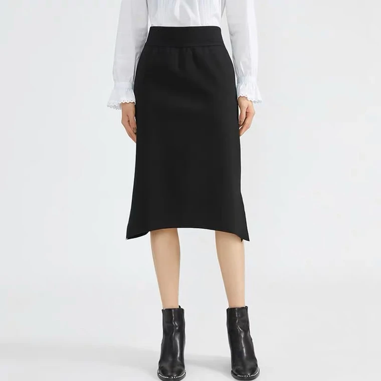 GIRDEAR/哥弟 黑色百搭高腰梦想开叉职业显瘦半身裙女裙子1200263