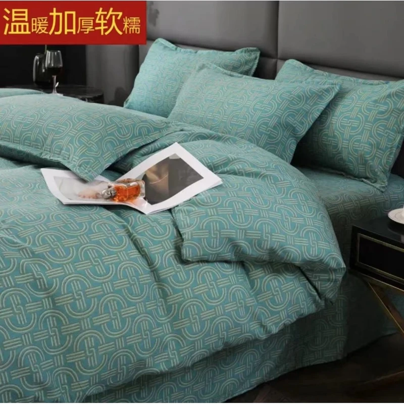 轻奢亲肤加厚四件套-五福绿