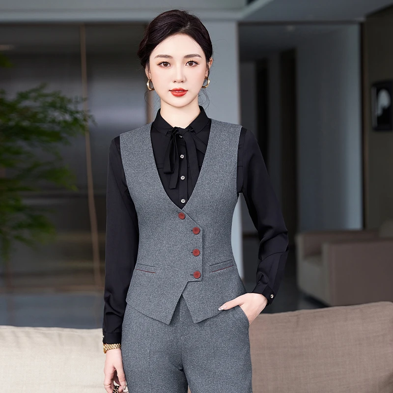 职业装马甲套装气质女神范秋冬韩版修身女士白领售楼经理工作服OL