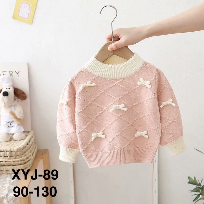 女童毛衣儿童洋气针织衫2024潮款女宝宝加厚小女孩韩版套头保暖衣